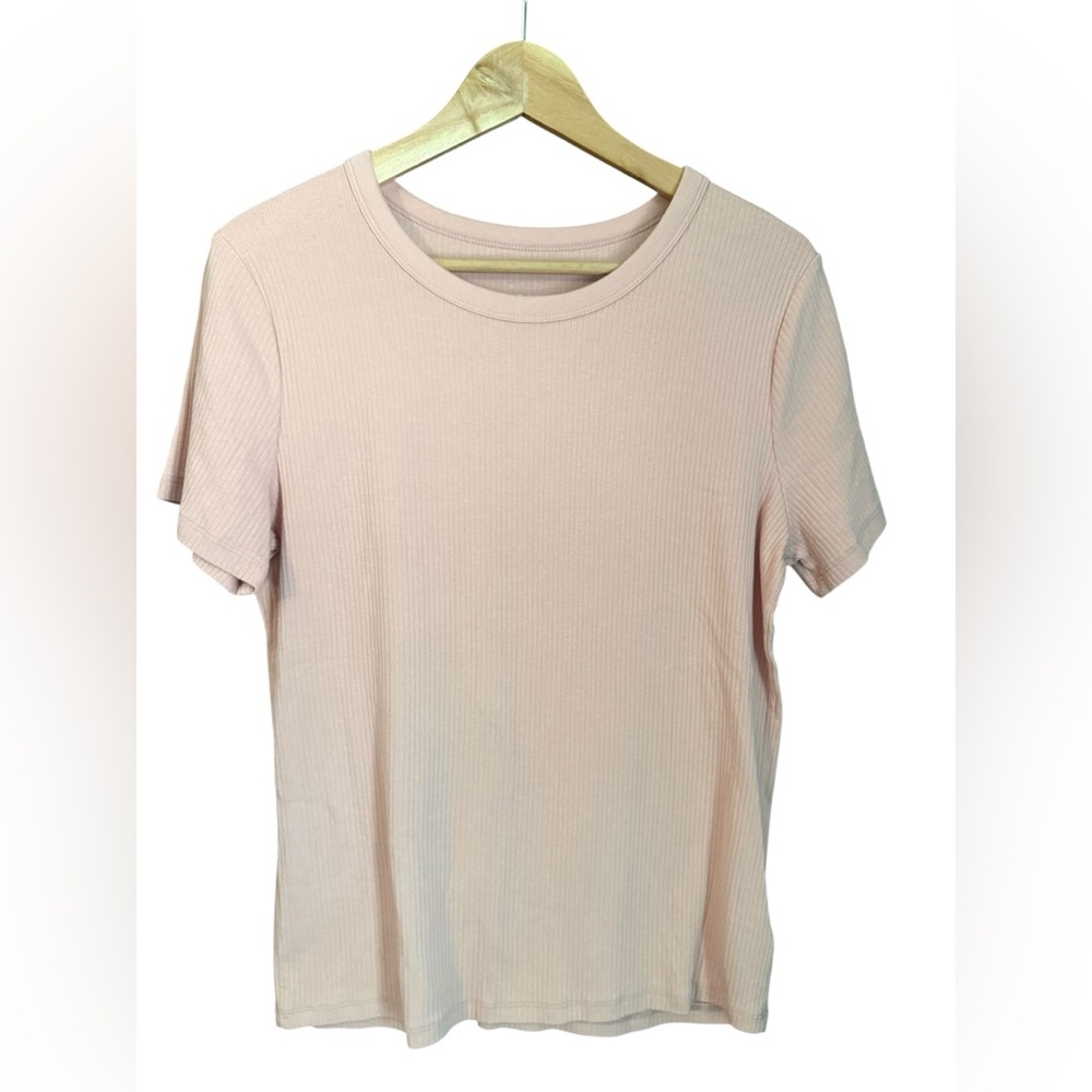 a new day Pale Blush Pink Ribbed Short Sleeve Tee T Shirt - Picture 3 of 8